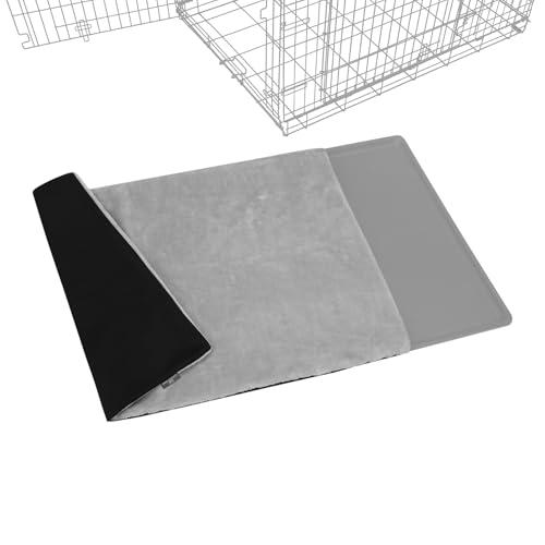 Dog Crate Pan Cover with Fluffy Top and Waterproof TPU Lining (Fits 48 inch Crate Pan / Gray)