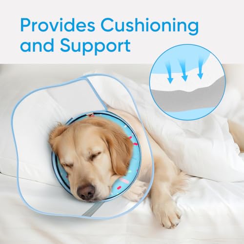 Sponge Dog Cone Collar Stop Licking After Surgery (DonutBlue / XL(Neck 14"-18.5"))