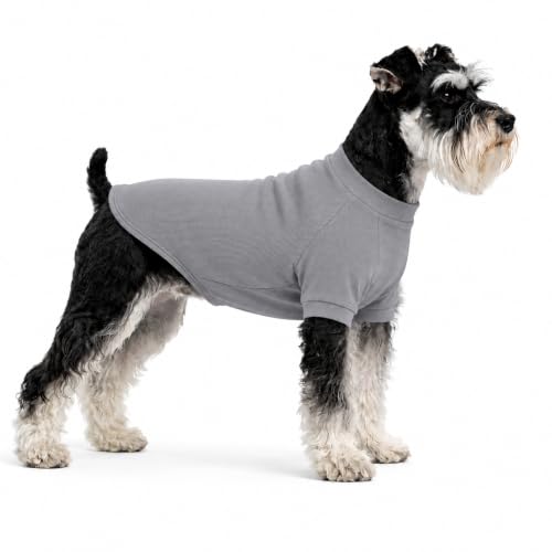 Ribbed Dog T Shirt Cotton Knitted Dog Sweaters for All Season Pet T (L (for Small Medium Dog) / Dark gray)