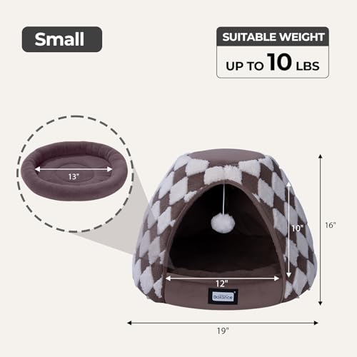 Cat Beds for Indoor Cats (19"L x 19"W x 16"Th / Dark Brown)