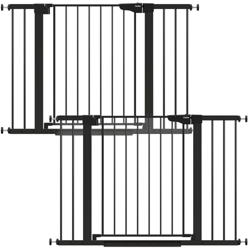 2 Pack 30 46" Baby Gate for Stairs (Black / 30"-46"W x 30.5"H | 2 Pack)