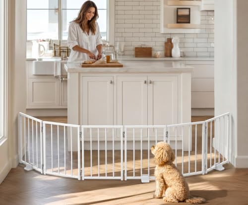 Small Dog Gate Indoor (White / Up to 72" W, 16.5" H)