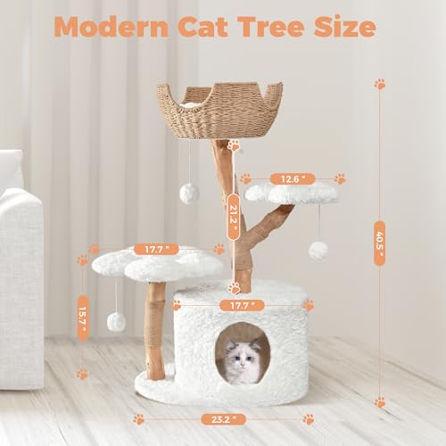 Modern Cat Tree (White / 40.5'')