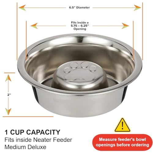 Stainless Steel Slow Feed Dog Bowl for Fast Eating Medium Breed (1 Cup - Standard)