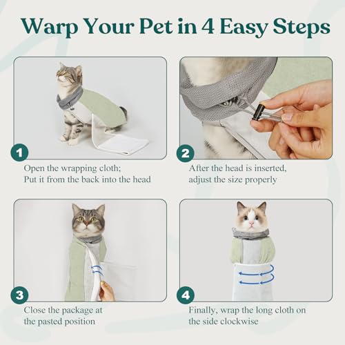 Cat Grooming Wrap for Cutting Nails (L: ( 18-24LB ) / Green)