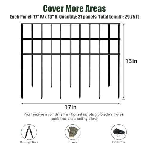 Animal Barrier Fence 21 Pack (21 Panels，29.75ft(L) x 13in(H)))