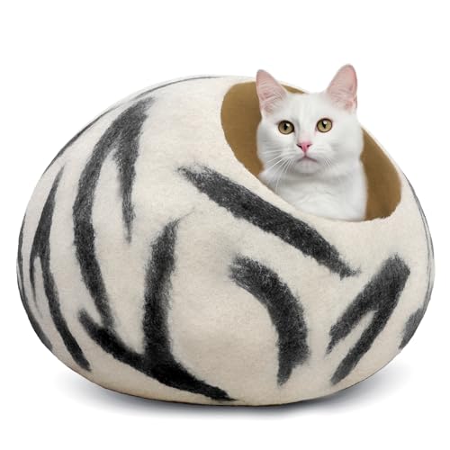 Luxurious Merino Wool Cat Cave (Zebra)