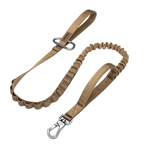 Tactical Military Bungee Nylon Dog Leash Adjustable (Coyote Brown)