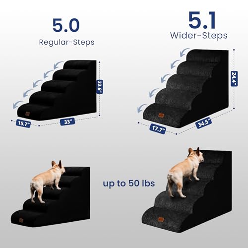 Ramp Dog Stairs for High Beds 24.4" H (Black / 5-Step-Update (34.5"D x 17.7"W x 24.4"H))