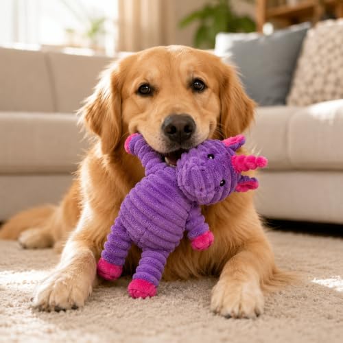 Plush Toys Assortment Value Bundle Puppy Pet Mutt Squeak Toy for Medium Large Dogs (Corduroy)