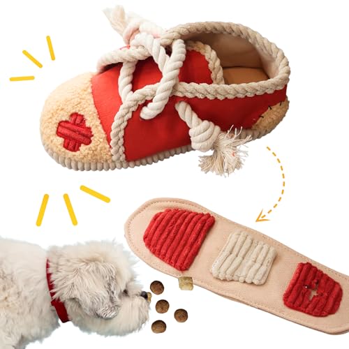 2 Pack No Stuffing Squeaky Dog Toys for Small (Shoes Rope)