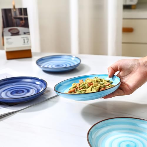 6 Inch Ceramic Cat Bowls (6 Inch, Set of 6 / Gradient Blue)