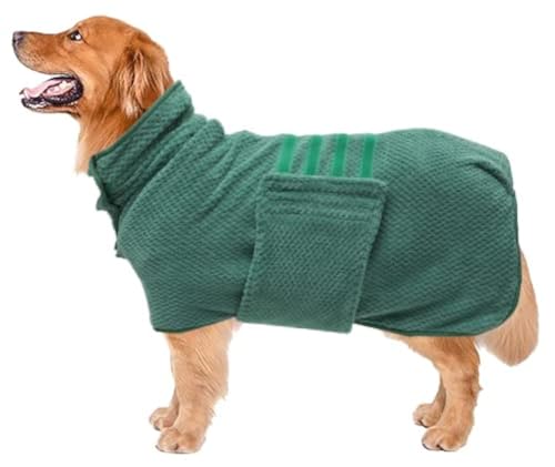 Pineapple Grid Fast Drying Super Absorbent Dog Cat Bath Robe Towel (X-Small / Green(Pineapple grid))