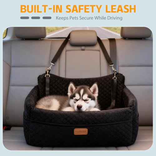 Dog Car Seat for Large Dogs up to 55 lbs (Black / L)
