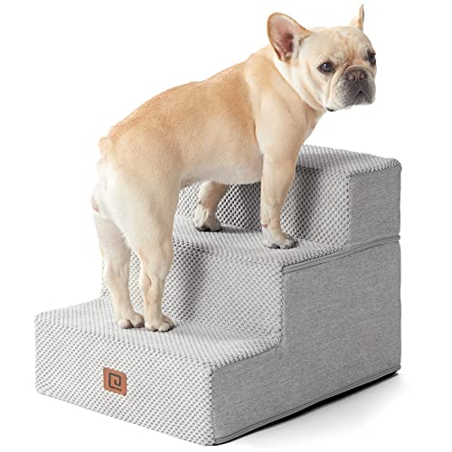 Dog Stairs for Small Dogs 13.5" H (Light Grey / Standard 15" x 18" x 13.5")