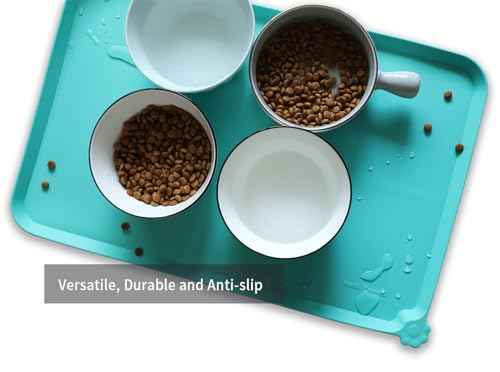 L Silicone Non Slip Pet Food Mats (22" x 14" / CoolMint)
