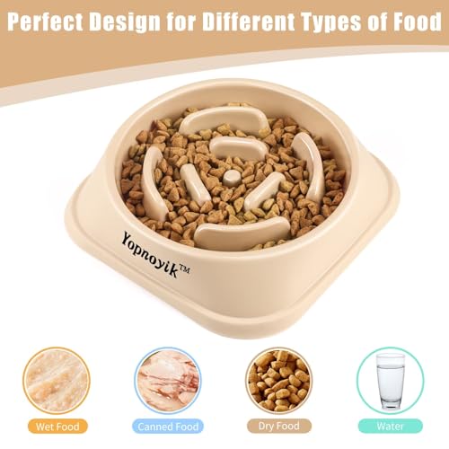 Slow Feeder Dog Bowls for Large Dogs (Large / Beige)