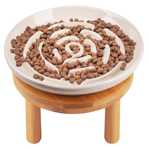 Elevated Slow Feeder Cat Bowls (apricot)