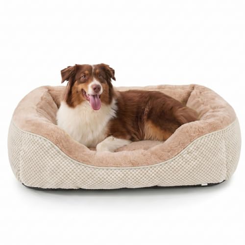 Large Dog Beds Large Sized Dog (L PLUS (38"x28"x8") / Beige)