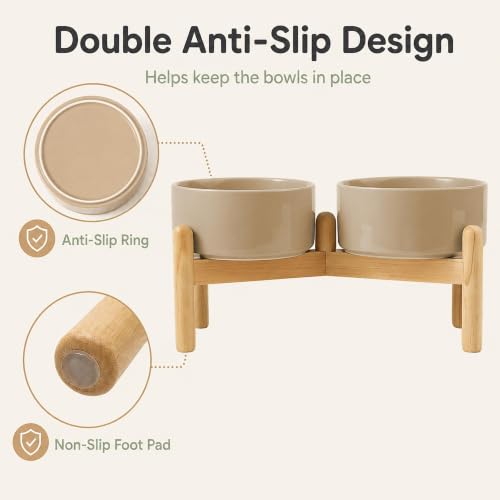 Ceramic Dog Bowls Elevated (Greige)