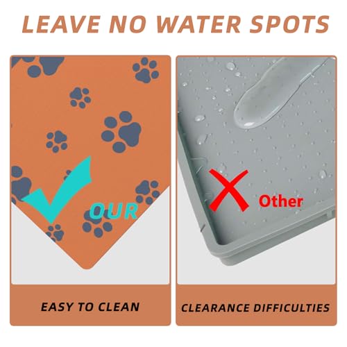 Pet Feeding Mat Dog Cat Food Mat Absorbent No Stains Quick Dry Rubber Bottom Anti (Orange-JY / 16"×24")