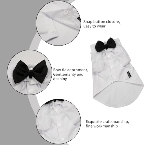 Pet Shirt Clothes for Dogs and Cats (White Blk / Large)