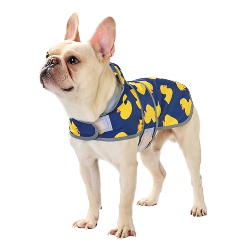 Dog Raincoat Waterproof Dog Rain Jacket with Hood (Navy Blue Duck / Medium)