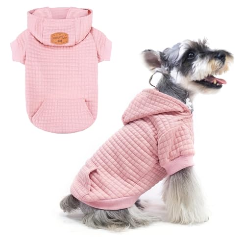 Dog Hoodies Sweater for Small Dogs (Pink / S/M (Back: 14",Chest: 19", Neck: 12"))
