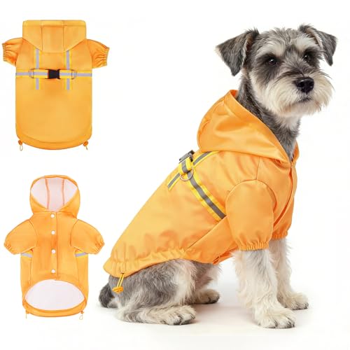 Dog Raincoats for Small Dogs (Solid Yellow / S(Back 13.2", Chest 18.5", Neck 13.9"))