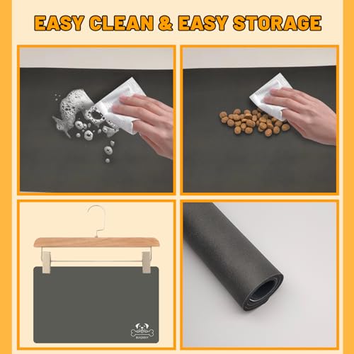 12"×20" Dark Grey Absorbent Dog Mat for Food and Water Bowl (Dark Gray-GT / 12"×20")
