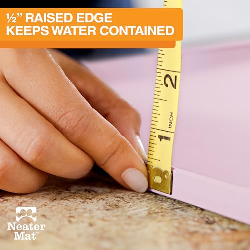 Neater Mat Pet Mats for Food and Water (24"L x 16"W / Light Pink)