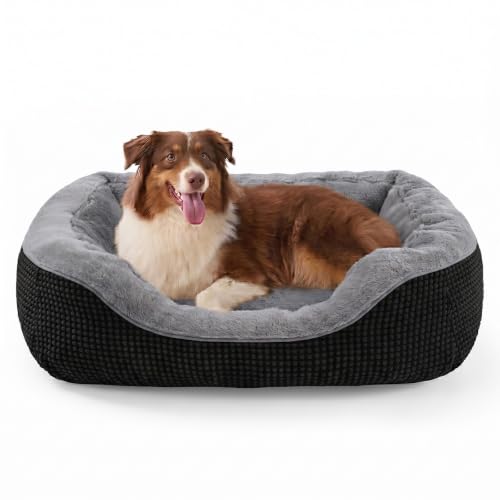 Large Dog Beds Large Sized Dog (L PLUS (38"x28"x8") / Black)