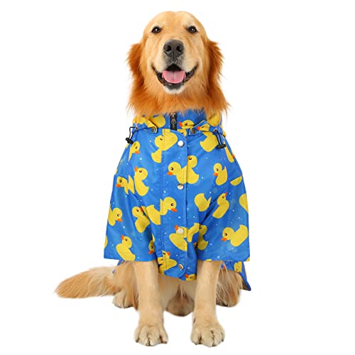 Premium 2 Layer Zip Dog Raincoat Poncho w (XXX-Large / Ducks Blue)