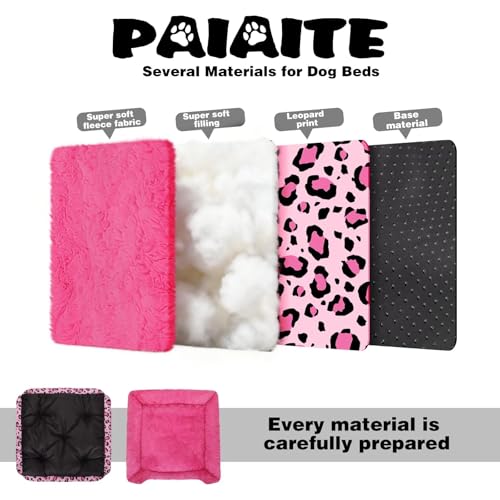 Rectangle Washable Dog Bed for Large (Pink / Small(18.9"x18.9"x6.3"))