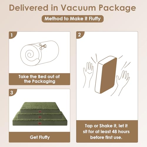 Orthopedic Dog Bed Extra Large with Removable Washable Cover (47*29*3.5 inches / Olive Green)
