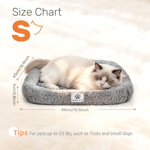 Self Warming Cat Bed Self Heating Pet Pad with Bolster and Foam (20"L x 17"W x 3"Th / Grey)