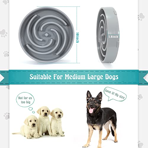 Slow Feeder Large Dog Bowls for Large Medium Dog Non Slip Maze Puzzle Bowl Pet Slower Food Feeding Dishes Interactive Bloat Stop Dog Bowl Preventing Choking Healthy Dog Bowl (Large / E-light gray)