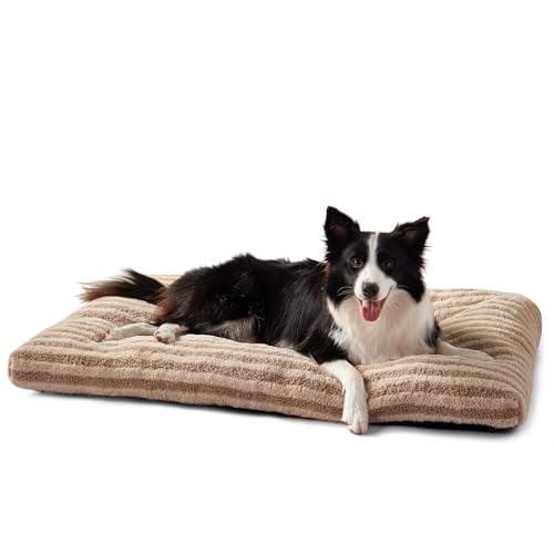 Washable Dog Bed Large Sized Dogs (Brown / 35.0"l x 23.0"w x 3.5"th)
