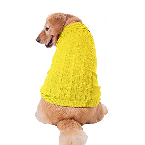 Dog Sweater Soft Warm Turtleneck Knitted Clothes for Small Medium Large Pet (Yellow / XXX-Large)
