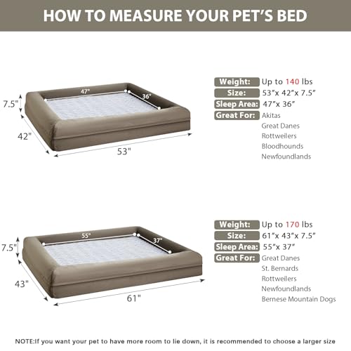 XXXL Big Large Orthopedic for Senior Dog Bed Comfy Sleeping (Dark Green / XXX-L (53x43x7.5in))