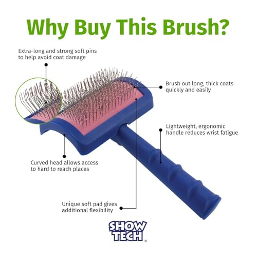 Tuffer Than Tangles Slicker Brush for Dog Grooming with Long (Medium Size Regular Pins)