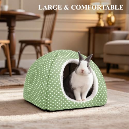 Rabbit Hideout Large Bunny Bed Washable Rabbit House (Green)