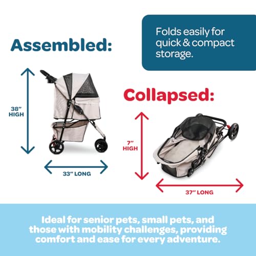 Stroller Includes 360 Degree Front Wheel Swivel (Khaki with Black Accents)