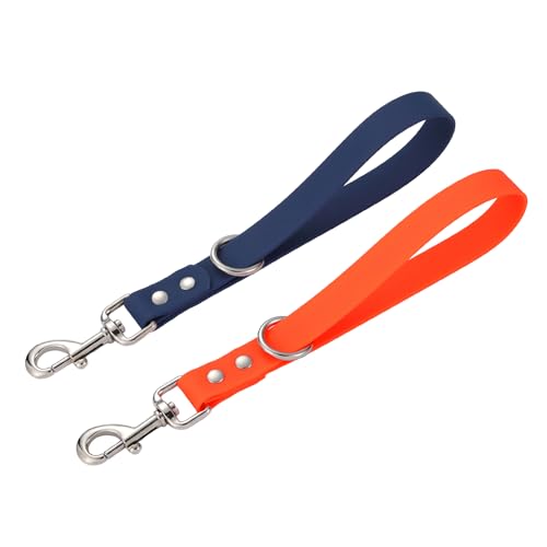 Short Dog Leash (10 inch / Blue & Orange)