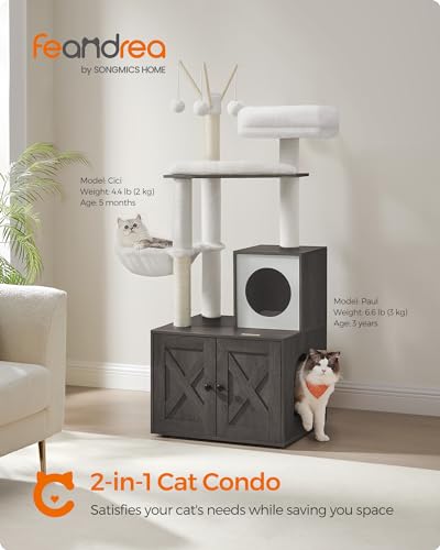 Cat Tree with Litter Box Enclosure (Misty Gray)