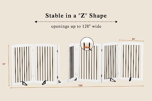Freestanding Pet Gate with Door (6 Panel 32" / White & Black)