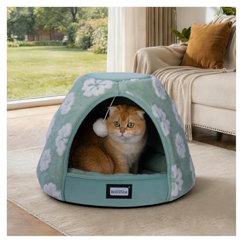 Cat Beds for Indoor Cats (19"L x 19"W x 16"Th / Green)