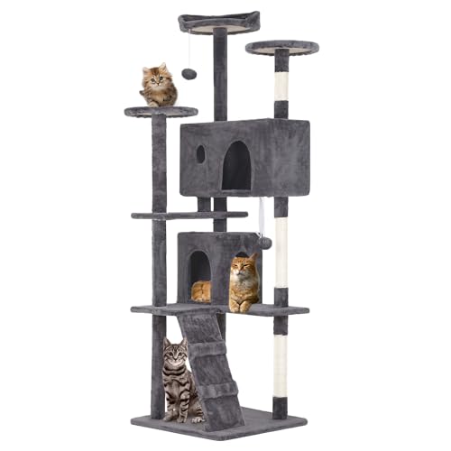 70" Cat Tree Tower (Light Gray)