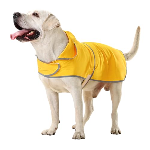Dog Raincoat Waterproof Dog Rain Jacket with Hood (Yellow / XX-Large)