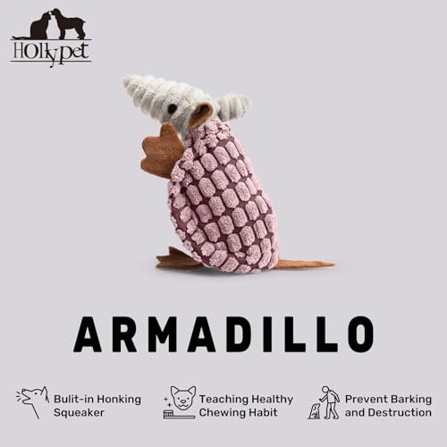 Armadillo Squeaky Puppy Dog Toys for Small Medium Dogs (6 IN / Pink)